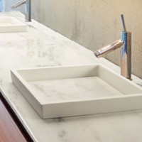 Square Semi-Recessed Sink with Bottom Countertop Insert