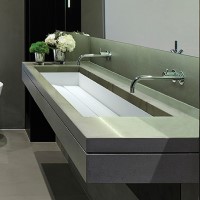 Long Rectangle Undermount Sink with Covered Drain