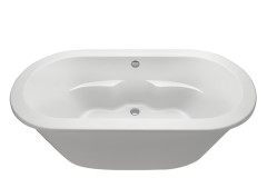 Oval Freestanding Bath with Armrests, Center Drain, Flat Rim