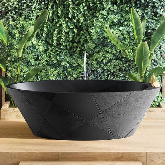 Oval Bath with Geometric Pattern and Textures