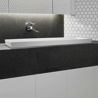 Long Rectangle Semi-recessed Sink with Flared Sides, Flat Rim
