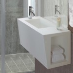 Rectangle Wall Mounted Sink with Side Counter, Side Storage