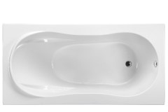 Rectangle Bathtub, End Drain, Oval Bathing Area, Raised Back Rest