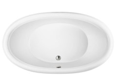 Modern Oval Bath, Center Side Drain, Rolled Rim