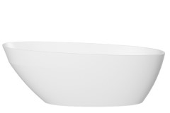 Oval Freestanding Bath with Higher Backrest, Angled Rim, Rounded Sides, End Drain