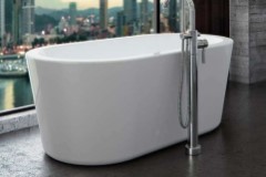 Modern Oval Freestanding Bath, Flat Rim