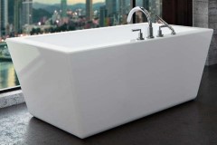 Rectangle Freestanding Bath, Angled Sides, Modern Flat Rim