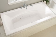 Rectangle Bath, Center Side Drain, Armrest, Flat Rim