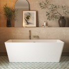 Rectangle Freestanding Tub with Angled Sides, Rounded Corners and Flat Rim