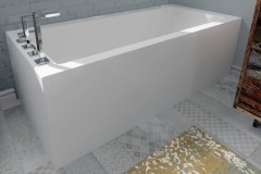 Rectangle Bathtub with Two Sided Skirt, Modern Flat Rim