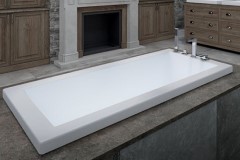 Modern Drop-in Rectangle Bathtub, End Drain, Wide Rim