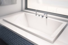 Rectangle Bath, Center Side Drain, Modern Flat Rim