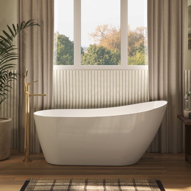 Oval Freestanding Tub with Raised Backrest