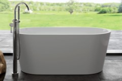 Oval Freestanding Bath, Thin Flat Rim, Angled Sides