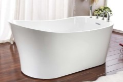 Modern, Oval Slipper Freestanding with Faucet Deck