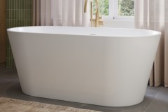 Oval Freestanding Tub with Angled Sides and Flat Rim