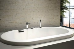 Oval Bath, Flat Rim, Modern Overflow