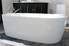 Modern Oval Freestanding Bath, Integral Skirt, End Drain