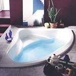 Corner Triangle Soaker Tub with a Seat