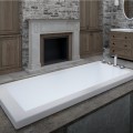 Modern Drop-in Rectangle Bathtub, End Drain, Wide Rim