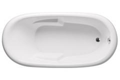 Oval 72 x 36 Tub, End Drain, Raised Rim, Armrests