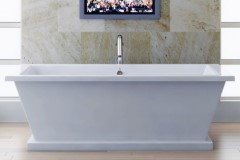 Rectangle Floor Standing Tub with Center Drain & Pedestal