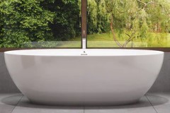 Oval Free Standing Tub, Curving Sides, Flat Rim