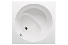 Beverly 4040 Square Soaking Tub, Round Bathing Area, Seat