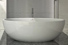 Oval 60 x 32 Center Drain Freestanding Tub with Flat Rim, Curving Sides