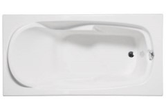 Rectangle End Drain Tub, Oval Bathing Area, Curving Armrests