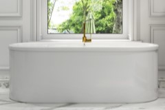 Oval Freestanding Bath with Rolled Rim, Straight Sides