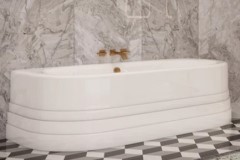 Freestanding Against the Wall, 3 Sided Curving Tub