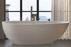 Oval Freestanding Tub with Reclining Back on 1 side, Curving on the Other