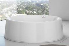 Round Freestanding Tub, End Drain, Flat Rim