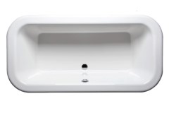 Rectangle Tub with Rounded Corners, Center Side Drain, Wide Flat Rim