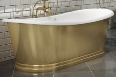 Oval Tub with Slipper Style Raise Backrests, Brass Exterior