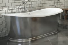 Oval Tub with White Interior, Smooth Nickel Exterior