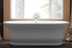 Oval Freestanding Tub, Decorative Base and Rim, Center Drain