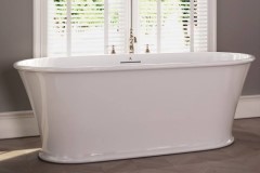 Oval Freestanding Tub with Modern Rim and Pedestal Base