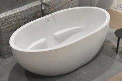 Oval Freestanding Tub with Arm Rests, Center Side Drain