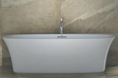 Rectangle Freestanding Tub with Rounded Corners and Curving Sides