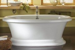 Traditional Oval Freestanding Bath, Rolled Rim, Pedestal Base