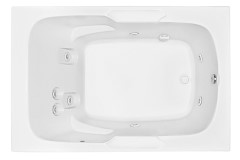 Wide Rectangle Tub, End Drain, Armrests, Oval Interior