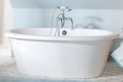 Oval Free Standing Bath, Angled Sides, Modern Flat Rim