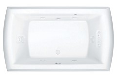 Rectangle Jetted Tub, Wide Curving Rim, End Drain