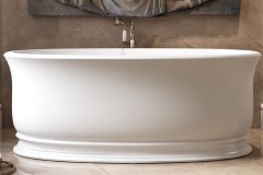 Oval Freestanding Bath, Curving Sides and Rim, Decorative Base