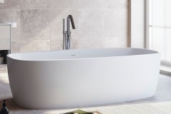 Oval Freestanding Bath, Curving Sides, Shown in Black and White