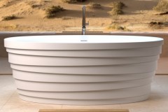 Oval Freestanding Bath with Decorative Lined Skirt