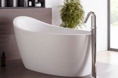 White Slipper Freestanding Bathtub, End Drain