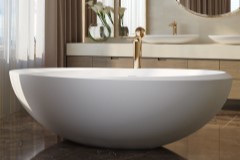 Oval Freestanding Bath with a Modern Rim Angle that Changes